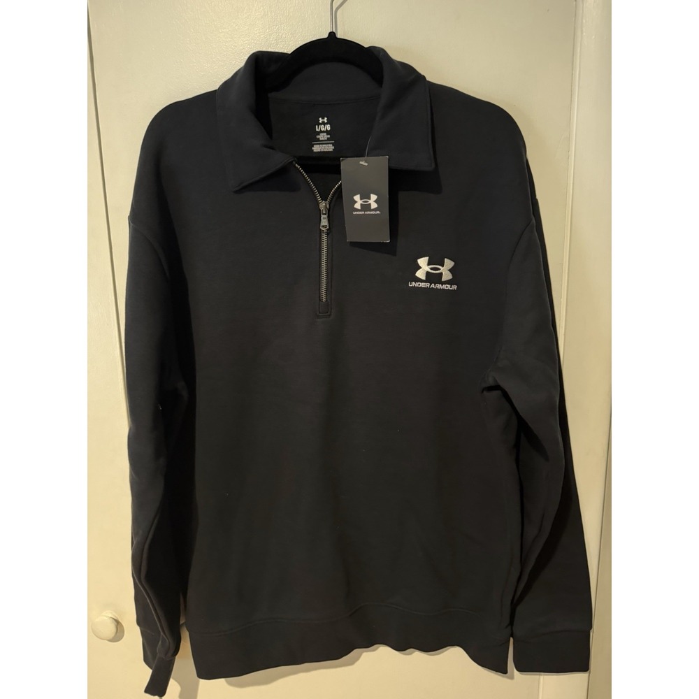 Under Armour Men's Icon Fleece Collared 1/4 Zip Sweatshirt Size Large Black